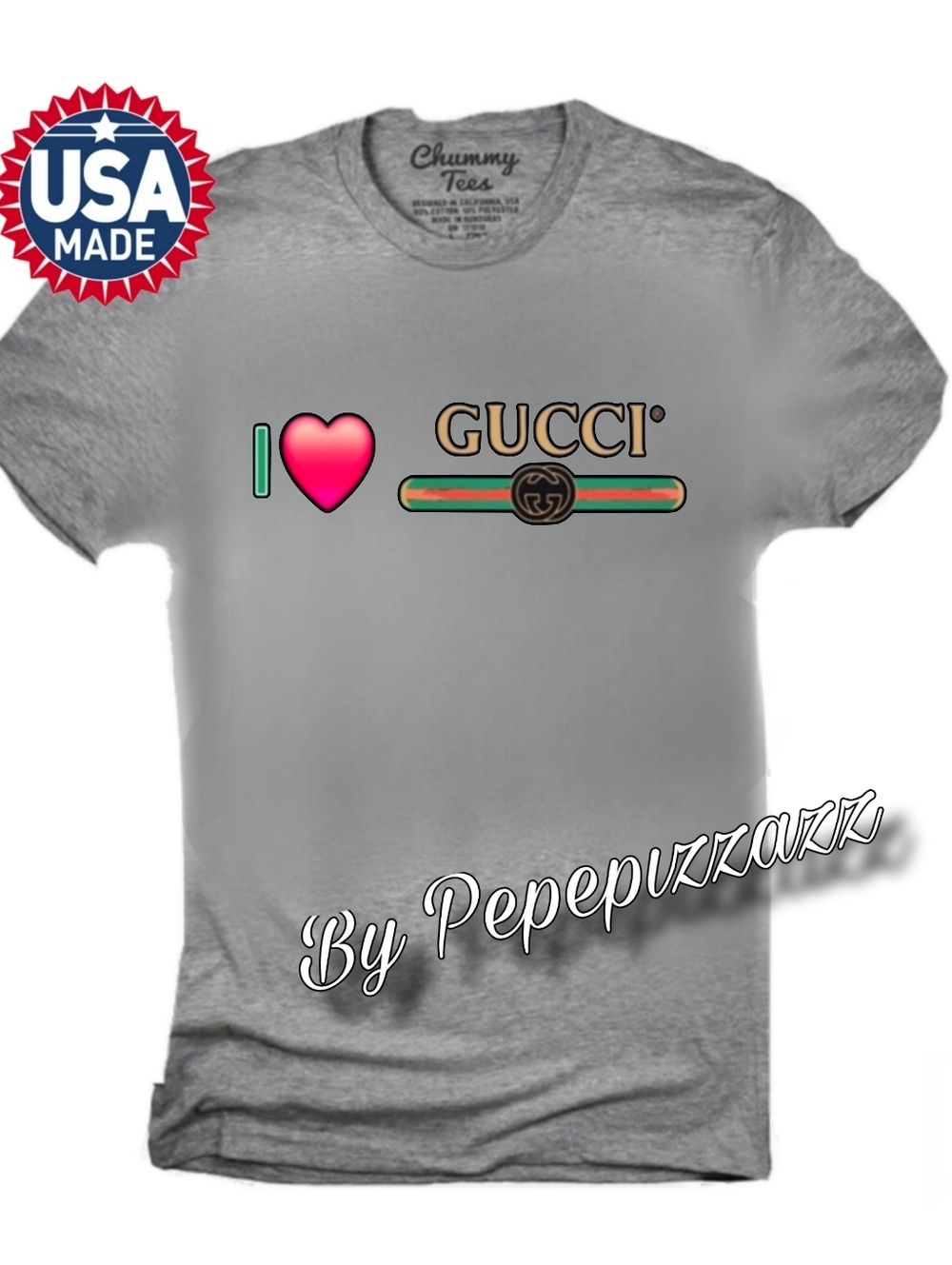 Gray Short Sleeve Tee with Graphic I ❤️..